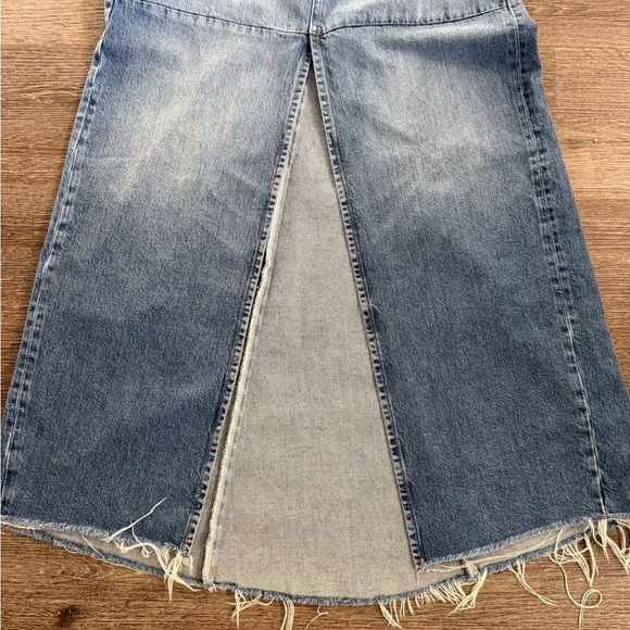 Reformation Blue Denim Maxi Skirt with Slit - Picture 6 of 9